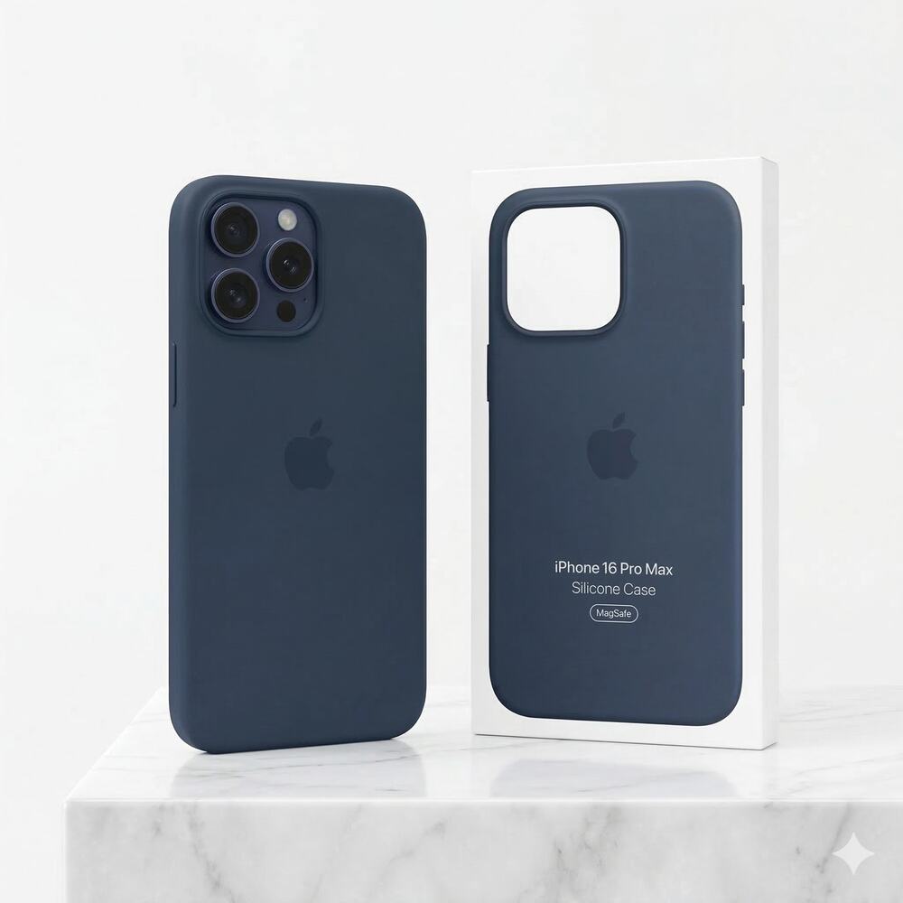 New Apple iPhone 16 Pro Max MagSafe Silicone Case Blue Denim Phone Cover